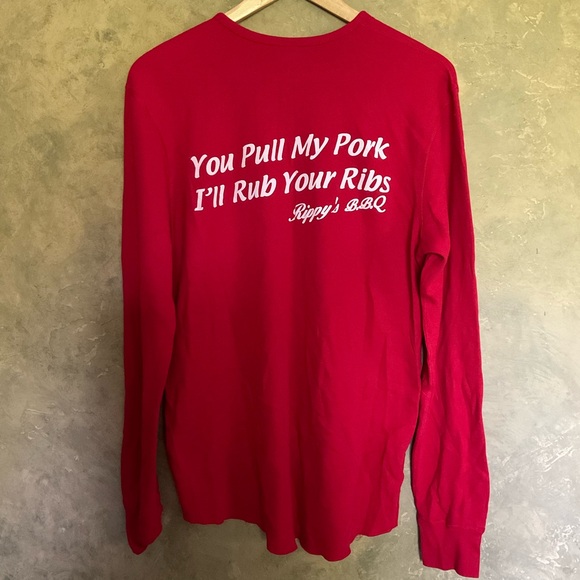 American Apparel Rippy’s BBQ Nashville Waffle Knit Souvenir Henley Tee - Picture 1 of 5